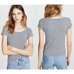 Madewell Navy White Striped Short Sleeve Tee